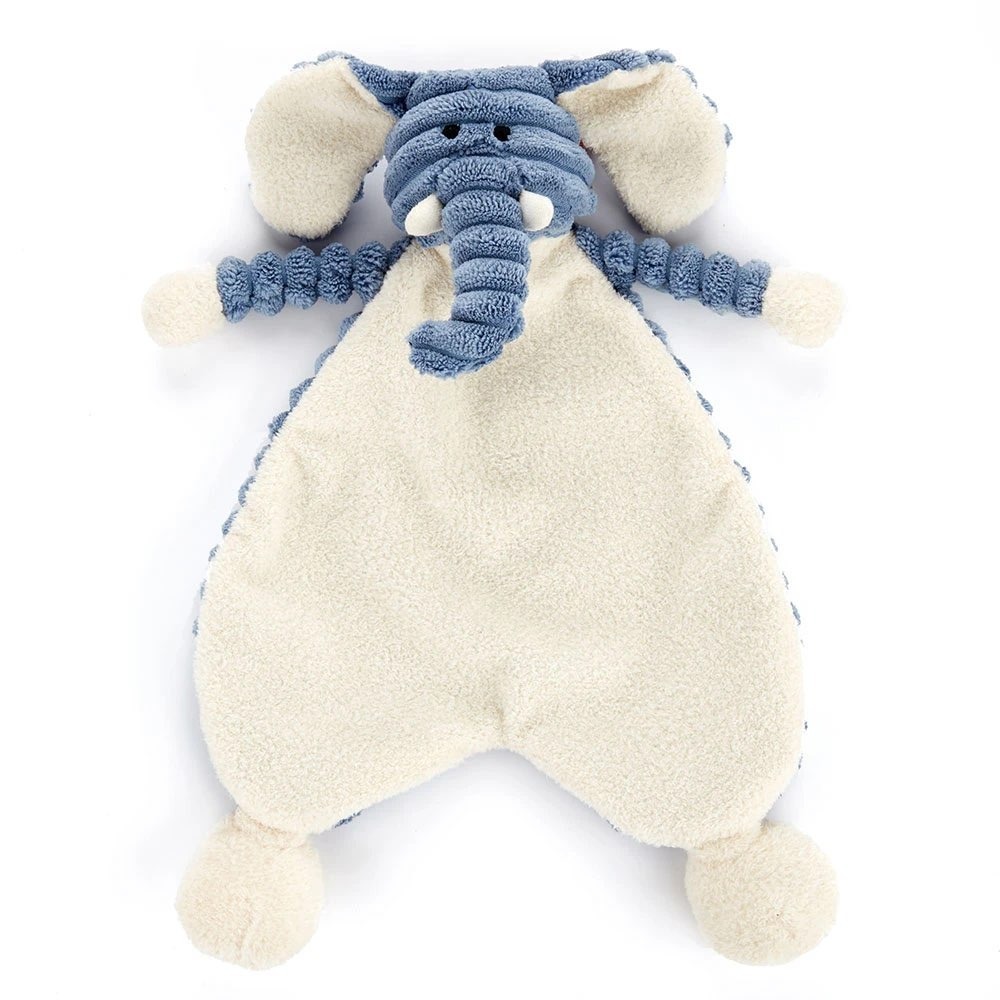 Jellycat Baby Cordy Roy Elephant Lovey Blue Cream Security Blanket Retired